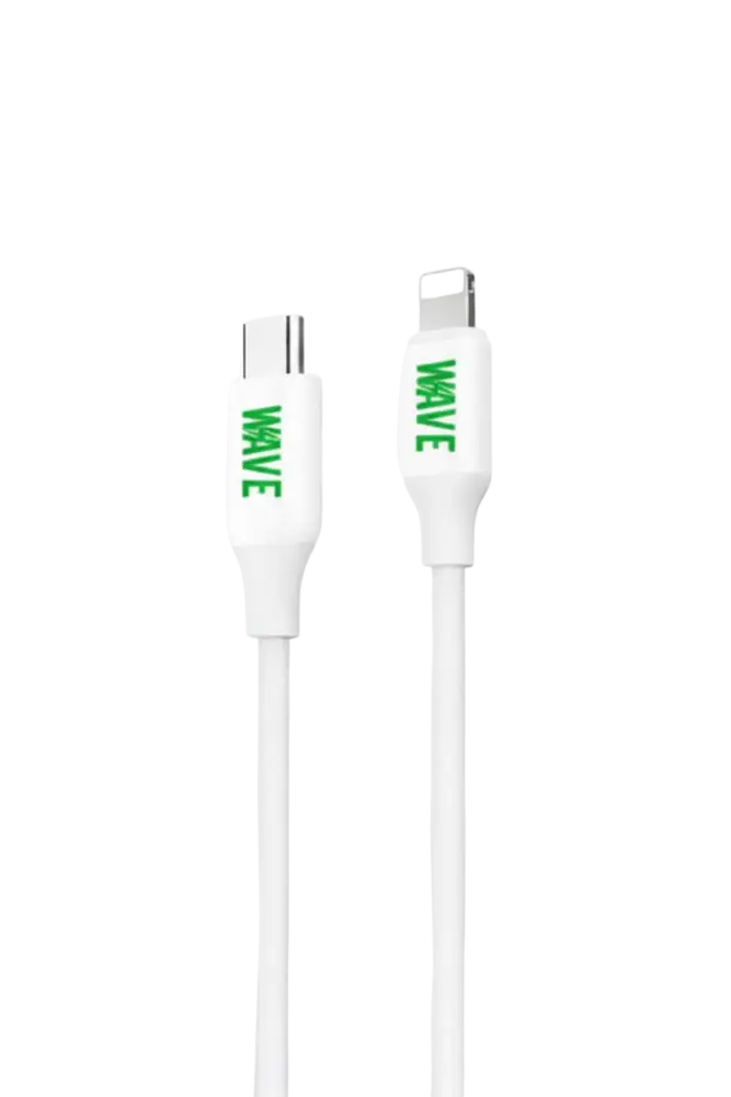 Wave WA-6 USB-C naar Lightning kabel 20W, 1 meter lange kabel voor opladen en gegevensoverdracht.