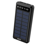 Wave WA-89 Solar Powerbank 10000mAh – USB-C LED Display Zwart