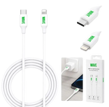 Wave WA-9 USB-C naar Lightning Oplaadkabel 2 Meter - Snelladen tot 20W (Wit)