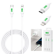 Wave WA-9 USB-C naar Lightning Oplaadkabel 2 Meter - Snelladen tot 20W (Wit)