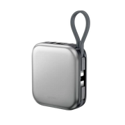 WiWU Powerbank 10.000 mAh met 2-in-1 Kabel en Draadloos Laden – Grijs