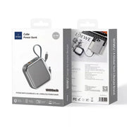 WiWU Powerbank 10.000 mAh met 2-in-1 Kabel en Draadloos Laden – Grijs
