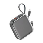 WiWU Powerbank 10.000 mAh met 2-in-1 Kabel en Draadloos Laden – Grijs