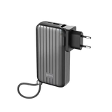 WiWU Powerbank 10.000 mAh 3-in-1 met Wereldstekker – Zwart