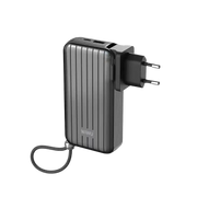 WiWU Powerbank 10.000 mAh 3-in-1 met Wereldstekker – Zwart