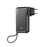 WiWU Powerbank 10.000 mAh 3-in-1 met Wereldstekker – Zwart