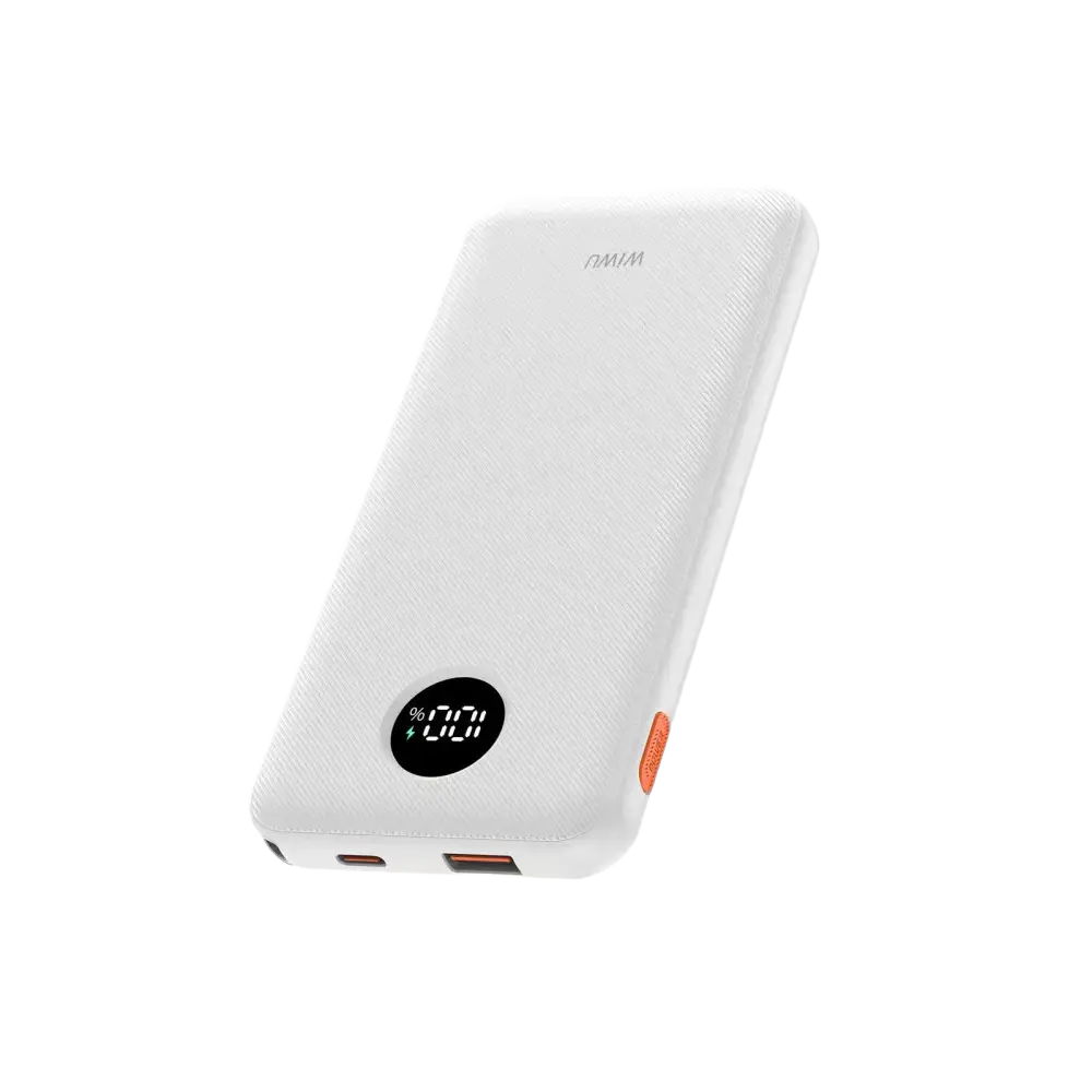 WiWU Powerbank 10.000 mAh met Digitaal Display – Wit