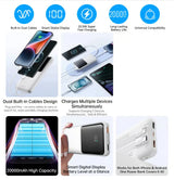 WiWU Powerbank 20.000 mAh met 2-in-1 Kabel en Digitaal Display – Wit