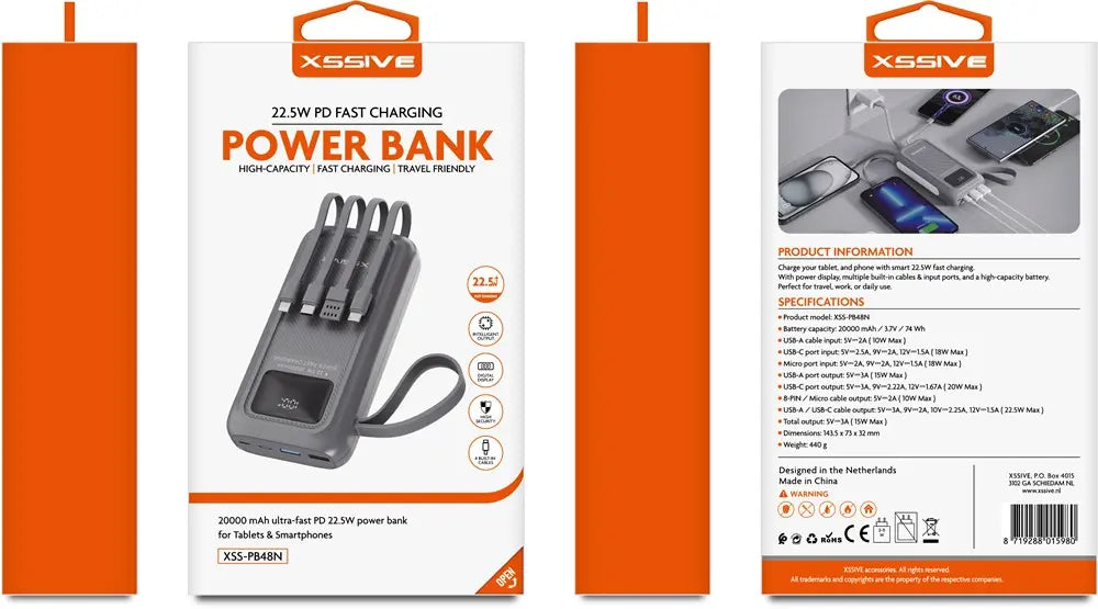 Xssive 22.5W PD Powerbank incl. Cable 10.000mAh XSS-PB47N