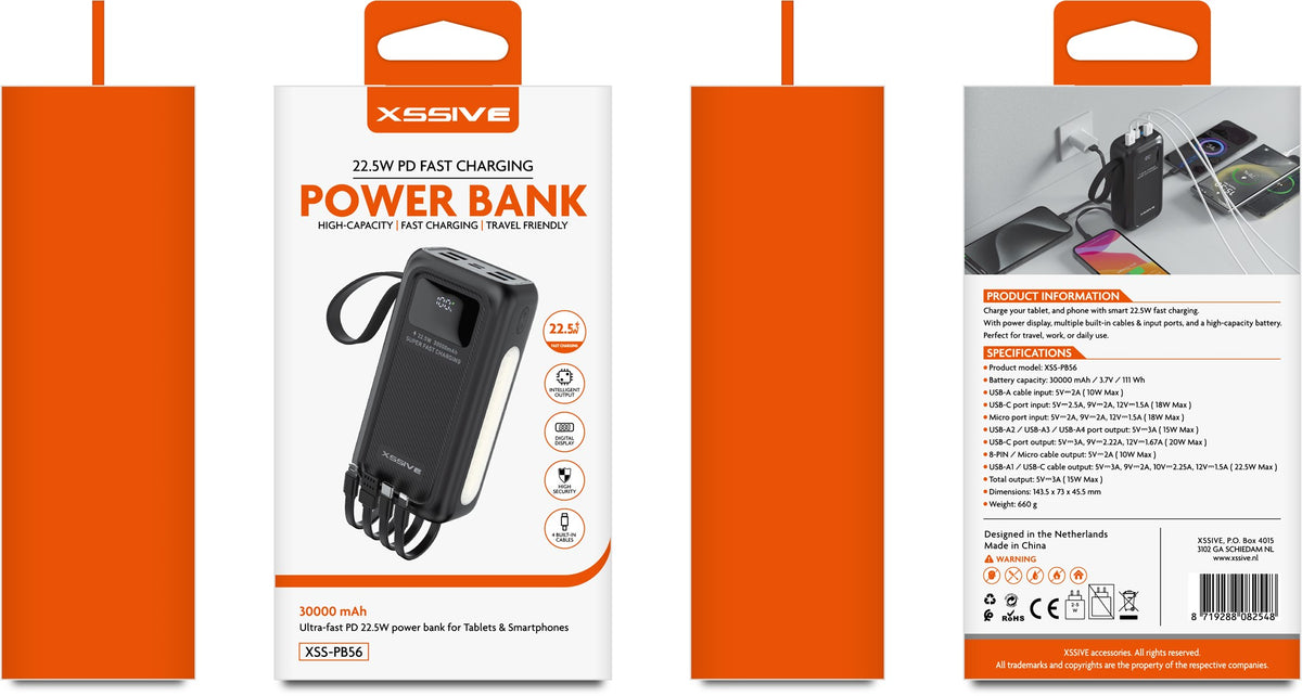 Xssive 22.5W PD Powerbank incl. Cable 30.000mAh XSS-PB56