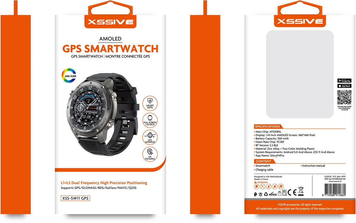 Xssive GPS Smart Watch XSS-SW11 - Zwart