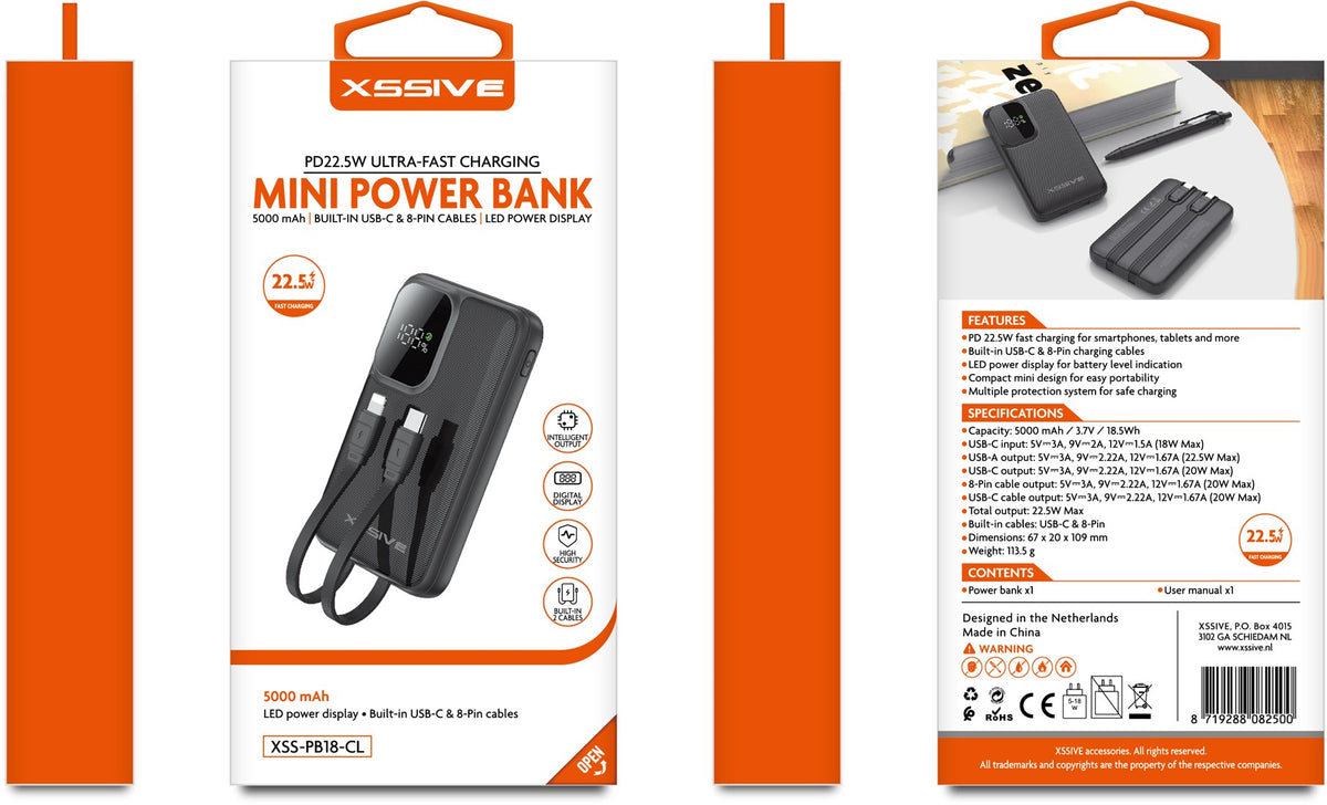 Xssive PD22.5W Mini Powerbank 5000mAh XSS-PB18-CL