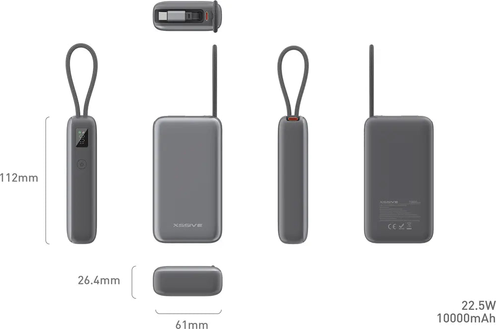 Xssive Powerbank Fast Charge met uitrekbare Kabel 10000mAh XSS-PB52