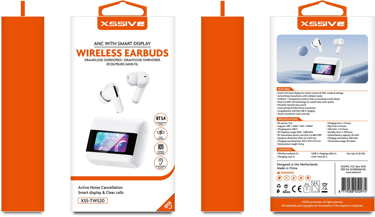 Xssive Wireless Earbuds with ANC+Display XSS-TWS20 - Wit