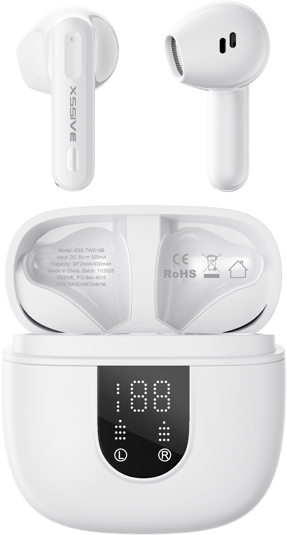 Xssive Wireless Earbuds with ENC+Display XSS-TWS19W - Wit