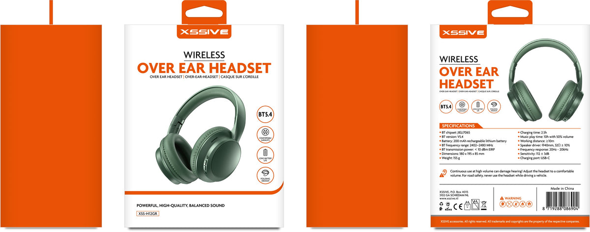 Xssive Wireless Over-Ear Headset XSS-H12GR - Groen