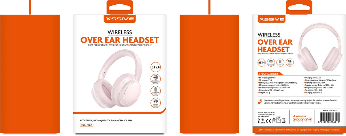 Xssive Wireless Over-Ear Headset XSS-H12RG - Rose Goud